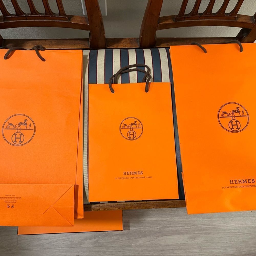 Hermes 3 tote shopping bags large and medium